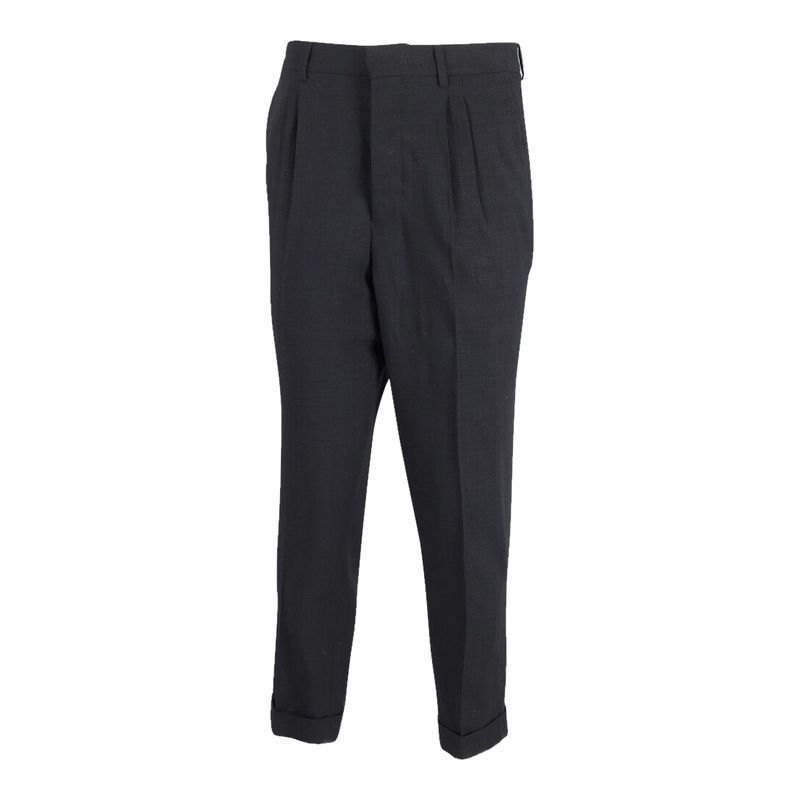 Ami Paris Tailored Cuffed Hem Trousers In Black Polyester